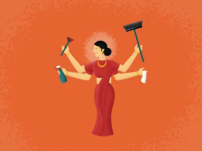 Cleaning Goddess cleaning diwali goddess illustration illustrator indian culture