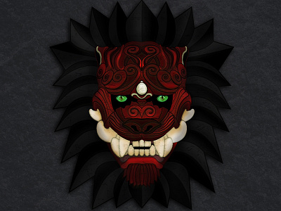 Lion demon illustration lion oni