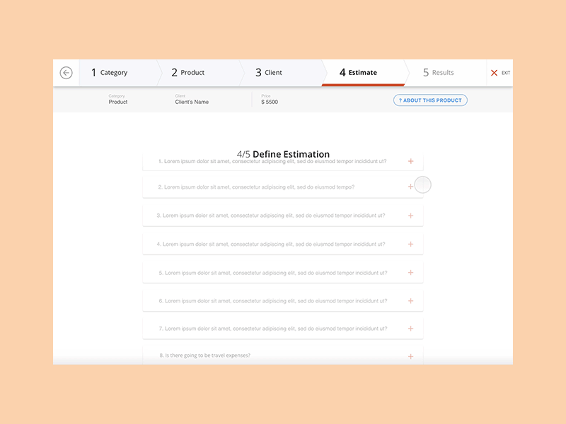 Interactive Questionnaire animation dekstop design form interaction principle question steps ui ux wizard