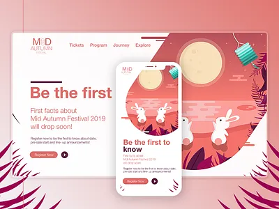 Mid Autumn Festival Landing Page autumn concept css icon icon app illustration landing page mobile mobile app pink rabbit ui ux vector web website