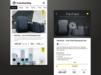 #032-Crowdfunding Campaign app crowdfunding crowdfunding campaign dailui daily daily 100 daily 100 challenge daily challange dailyui day32 ui 100 ui100 ui100days