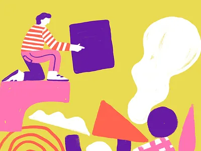 Mind at work character illustration shapes texture