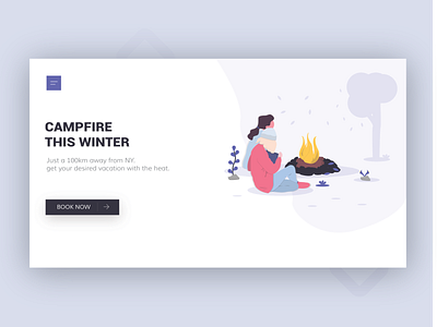 Campfire art campfire character illustration landing page ui design vector web website