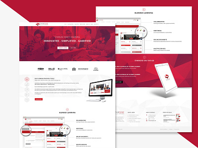 Synrgise Website Mockup corporate website hexagon lms octagon red and white software technology website website design