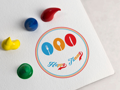 Happy Tummy Mu colorful design food and beverage logo design