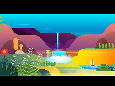 Landscape drawing dribbble illustration