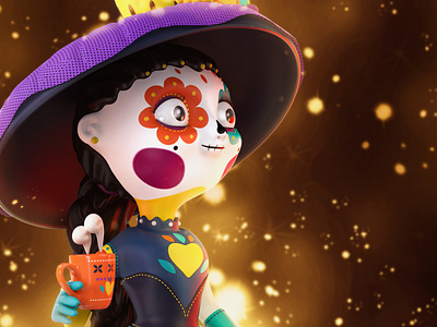 Catrina cup 3d 3d art catrina character keyshot modeling render sculpt zbrush