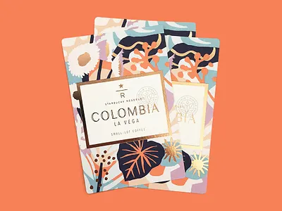 Colombia La Vega coffee colombia flowers foil illustration starbucks