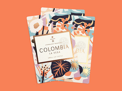 Colombia La Vega coffee colombia flowers foil illustration starbucks