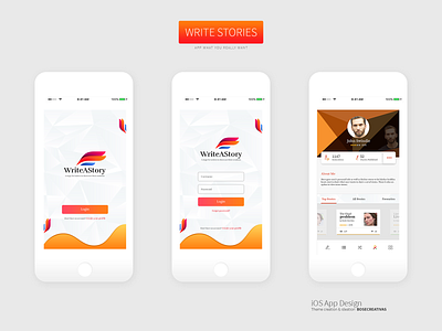 Write A Story App Screens app concept app design app screen icon design illustration logo online book store typography ui elements ui pack uidesign