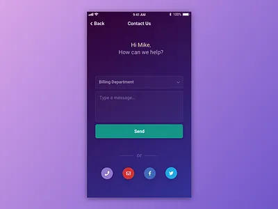 Contact Us - Daily UI #028 app contact us dailyui dailyui 028