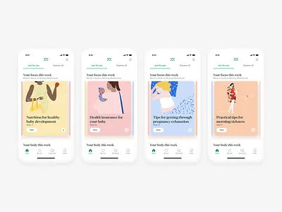 Maven Curriculum app illustration mobile pregnancy women