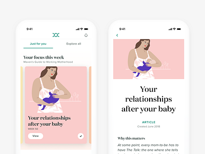 Maven Curriculum app card illustration mobile pregnancy women