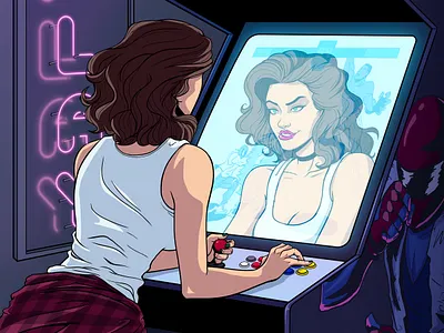 A R C A D E 80s arcades art direction cyberpunk design gamer illustration panama videogames woman