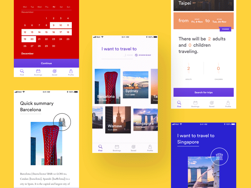 Travel App animation clean design flat gif interaction iphone minimal mobile mobile app protopie simple ui ux
