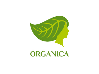 Organica branding design eco hair leaf logo organic woman