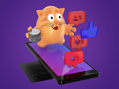 Drible 3d blender blender3d cartoon cat