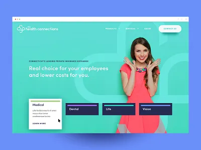 Homepage Concept choice color contemporary health homepage insurance ui ux