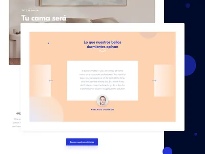 Mattress site ecommerce homepage testimonial ui
