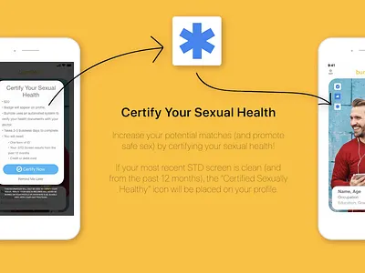 Bumble App Certify Health Feature Advertisement dating app illustrator product design ui design ux design