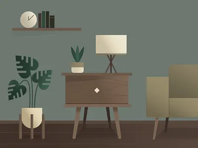 Midcentury Modern Illustration 2d earthy flat geometric illustration midcenturymodern minimal modern retro shapes vintage