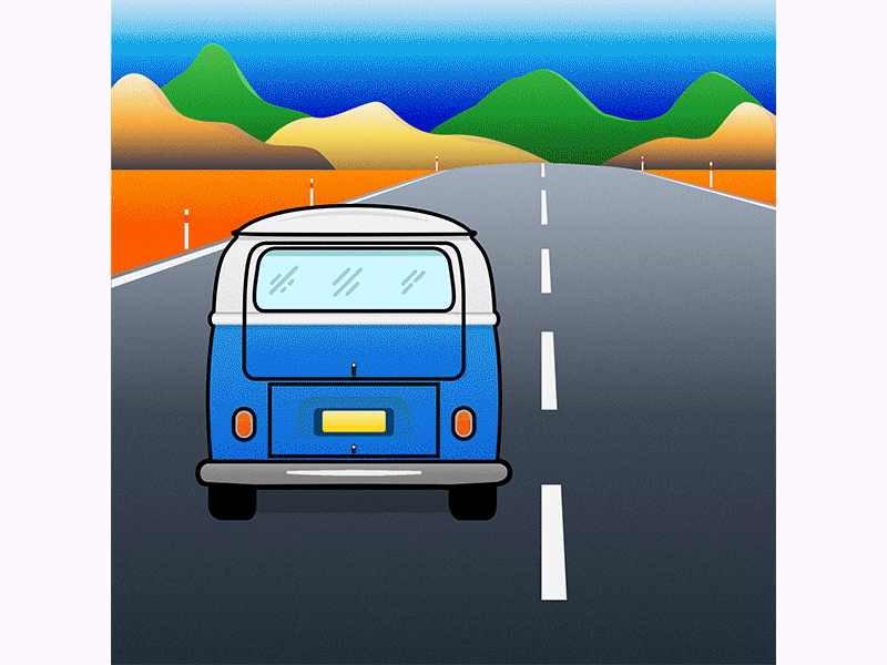 Road Trip - New Zealand animation humansxrobots illustrator cc kombi new zealand vw bus vw kombi vw type2