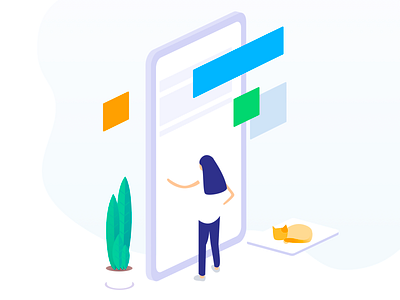 Mi Drop Simple interface app cat design illustration design illustrations people phone plant ui