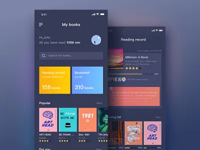 Darkreading 2 app art black book branding dark app design illustration interace iphonex reading typography ui ux vector
