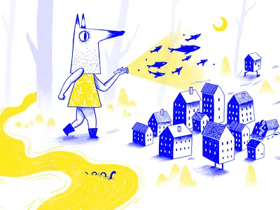 I only own my mind character design dream fantasy fox illustration mountains nature woods woodshop