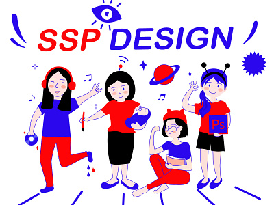 Team Members character design hobby style team
