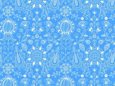 Scandinavian Folk Pattern abstract blue design doodle fabric fancy floral flowers illustration pattern scandinavian vector