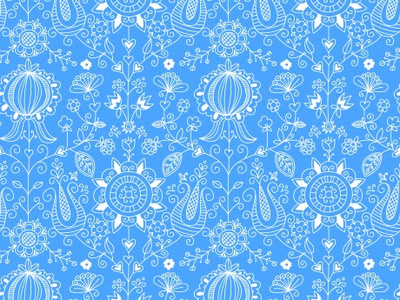 Scandinavian Folk Pattern abstract blue design doodle fabric fancy floral flowers illustration pattern scandinavian vector
