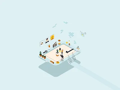 Isometric ipad apple design flat gaming hello hotel illustration illustrator ipad isometric plants playing startup vector