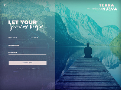 Travel App - Sign Up Screen dailyui 001 signup travel app ux ui webdesign