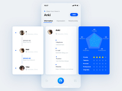 UI design of business card applet ui