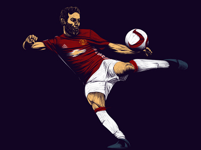 El Maestro action artwork ball brush design devil drawing football illustration juan mata photoshop portrait poster soccer sport united voley