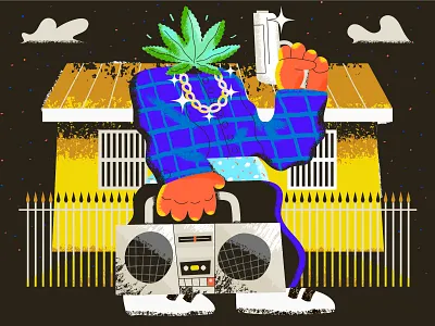 Marijuana Gang 90s beats cassette tape character gang gangsta getto gold gun home illustration marijuana rap tape ukraine