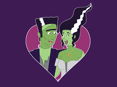 Frankenstein Love bride bride groom cartoon character etsy frankenstein illustration monster wedding