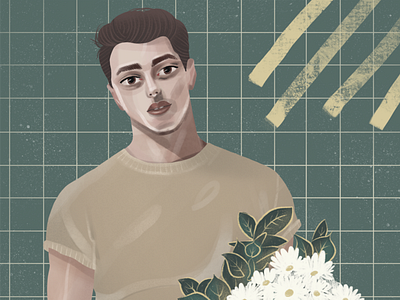 Flower Boy design digital painting drawing flowers illustration man portrait art procreate