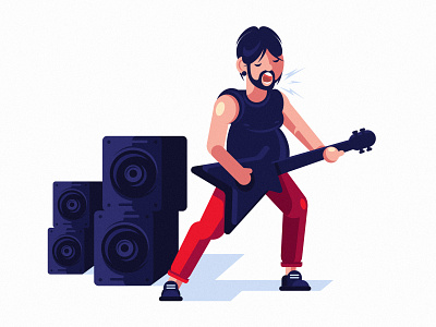 Rocker character art character illustration flat design illustration music rock rock roll rock band rock concert rock music rocker sketch