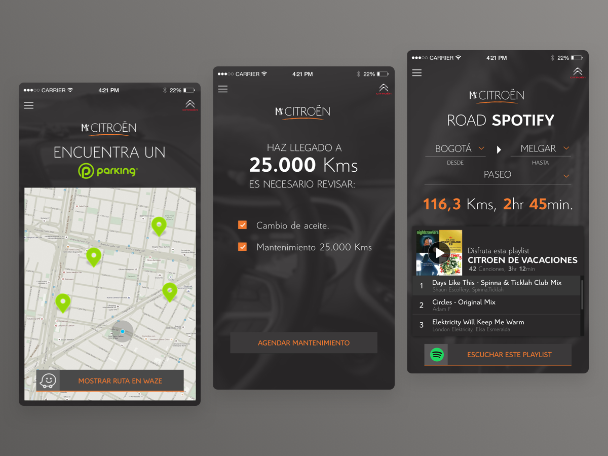 MiCitroen app app citroen concept ios sketch ui