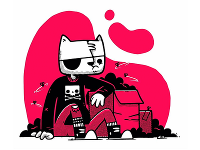 Rebel The Alley Cat cartoon cat cat logo character design converse cute gang hipster illustration jetpacks and rollerskates kitten rebel skateboard skull street