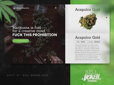 Marijuana UI shot acapulco gold app dayliui design freelance home page interface interface designer landing smoke ui uidesign ux ux ui ux challenge web webdesign website weed zokay