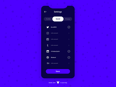 Mobile App Settings application design blue minimal mobile app monocolor pattern settings social ui ux