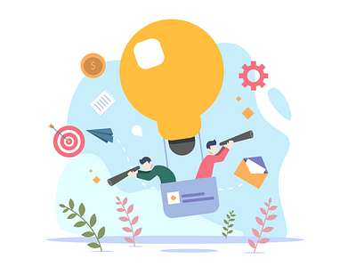 Idea Bussiness Teamwork art balloon blue bulb bussiness flat icon idea illustration inspiration logo style teamwork ui ux vector web