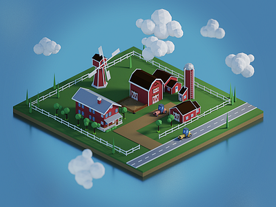 Farm 3d b3d blender design farm isometric low poly