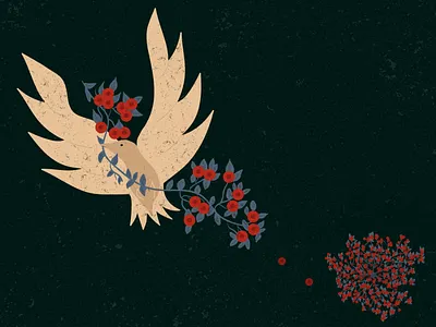 Illustration "Leaving" autumn berries bird digital art illustration illustration art illustrator tree