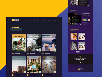 Tourplan Secondary Page for Local Attraction clean dark theme website hotel marketing modern nature restaurant shop transportation ui ux website design