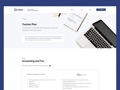 Custom Pricing Page blue pricing tech ui
