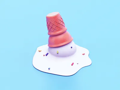 Ice Cream 3d cone eatsleepvector ice cream illustration rip waffle